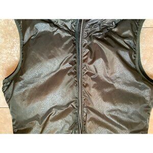 Michael Kors Olive Green Hooded Reversible Puffer TUNIC Vest Metallic Snakeskin